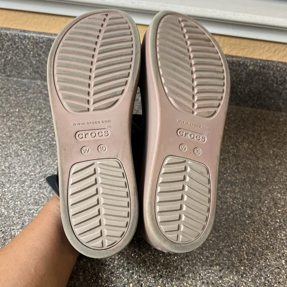 Crocs LiteRide Platform Sandal Women 10 Black Comfort Casual Sling Back Open Toe